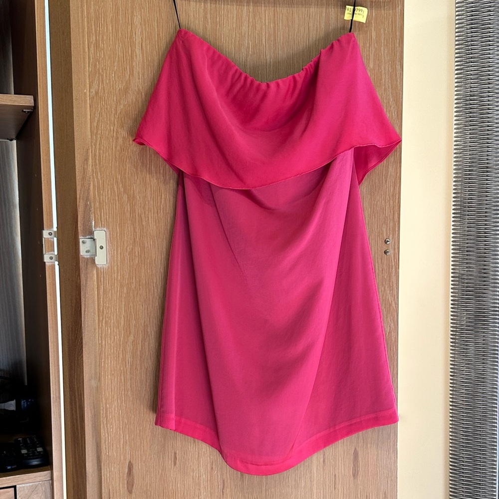 Zara Strapless Dress in Vibrant Pink
